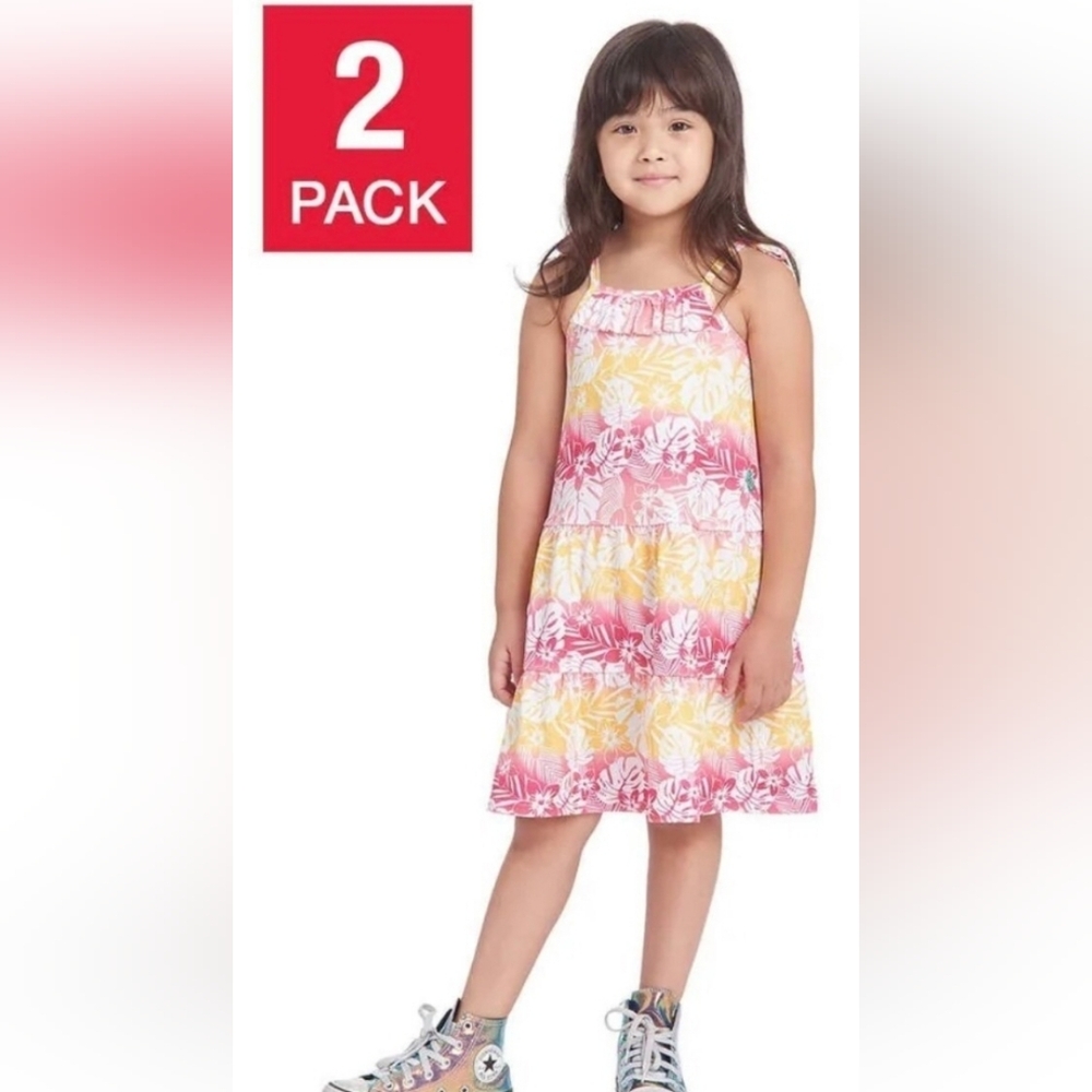 🎉5/$20 NWT Tommy Bahama 2 Pack Tropical Stripe Pink Dresses 3T